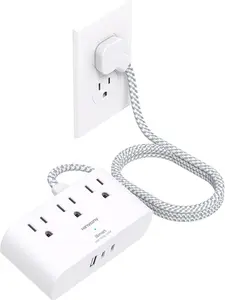 Flat Plug Power Strip, 6 Ft Ultra Thin Flat Extension Cord, 3 Outlets 3 USB Ports(2 USB C) Multi Plug Outlet Extender with No Surge Protector for Cruise Ship, Travel, Dorm Room Essentials