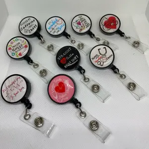 Nurse Badge Reel with Assorted Designs for Healthcare Professionals Secure Clips and Durable.