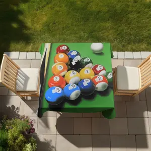 360 Stand Billiard Tablecloth - 58x58 in, Ball Formation Design, Surface Protection, Man Cave Decor, Indoor & Outdoor Billiard Accessories, Model C1TC5858AX8YGI, Billiard Table