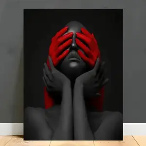 Vintage Style Abstract Red and Black Fashion Figure Poster Art Wall Art Modern Canvas for Living Room Bedroom and Other Room Accessories