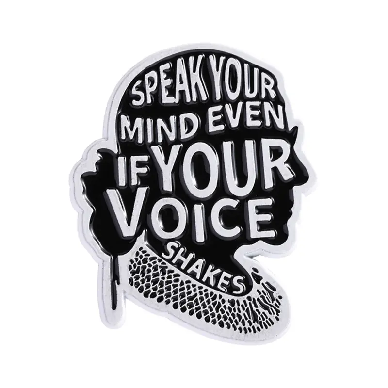 Speak Your Mind Even If Your Voice Shakes Enamel Pin Alloy Brooch Pin Feminism Quote Empowering Quote Brooch Clip Backpack Lapel Badge Fashion Jewelry Suitable For Men And Women Daily Wear As A Friend Gift Unisex Accessory Letter Brooch Pin