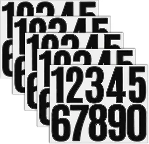 5 Sheets Black Number Stickers, 3 in Vinyl Stick on Numbers, 0-9  Adhesive Numbers for Door, Mailbox, Address, Signs, House, Outside, Bins