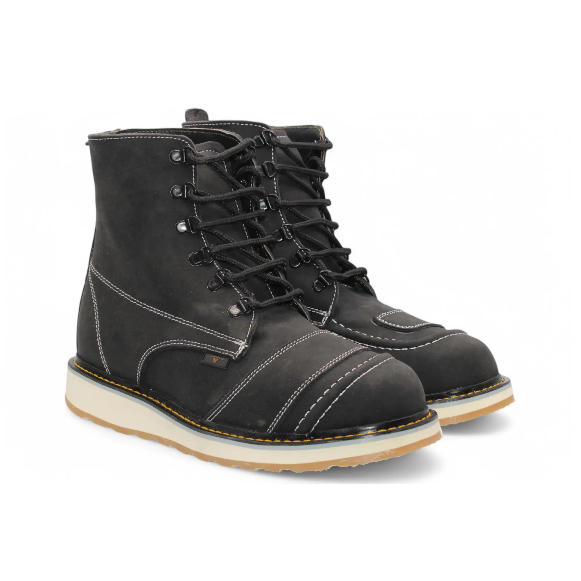 Men’s Leather Work Shoe – Round Toe | Soft Toe | Rubber Sole Black