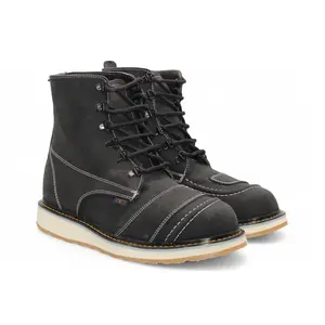 Men’s Leather Work Shoe – Round Toe | Soft Toe | Rubber Sole Black