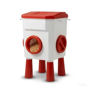 Automatic Chicken Feeder 17.64 lb – No-Waste Poultry Feeder with Weatherproof Design – Prevents Small Animals – for Chicken, Duck & Turkey – Red