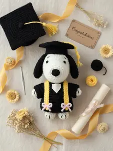 Crochet Snoop Amigurumi Dog Plush Doll, Class of 2026 Graduation Keepsake, Perfect Collectible Gift for Her