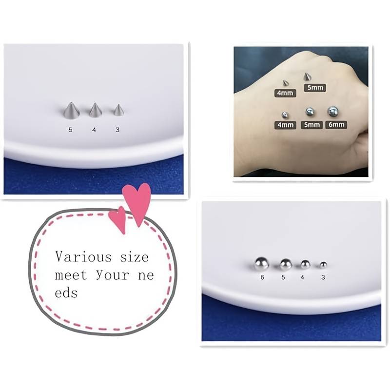 Fake Eyebrow Ring Fake Lip Labret Studs Replacement Balls Spike with 100pcs Sticker Non-Piercing Body Jewelry Fake Skin Piercing