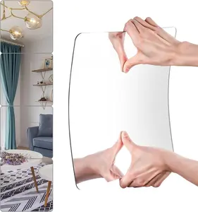 Wall Mirror Full Length, on door mirror, Cheap Mirror Acrylic, shatterproof Mirror Gym Mirrors for Home Gym, 8"X8"-4 Pcs, Workout non glass...