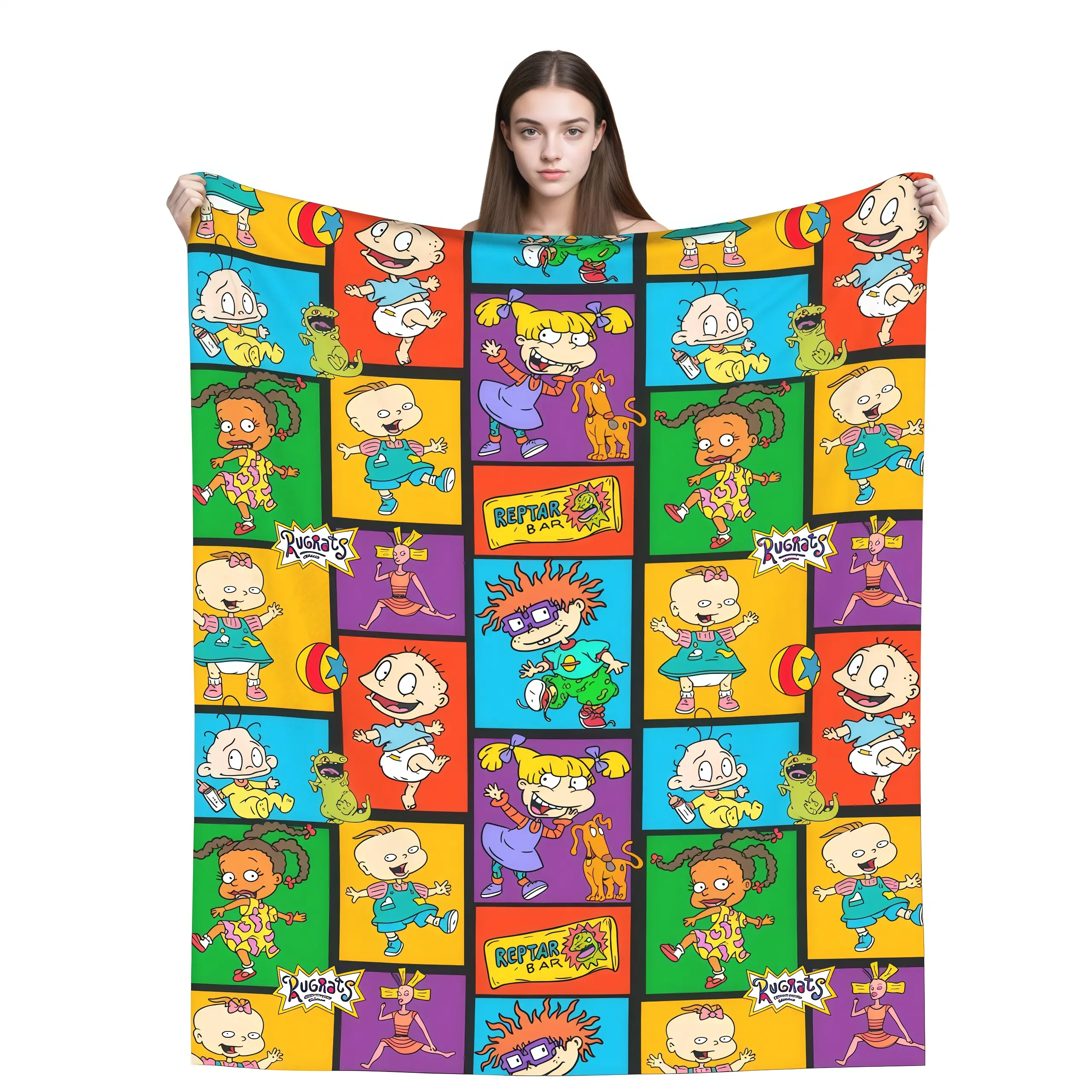 Rugrats All Characters Collage Print  Blanket, Soft Plush Throw, Warm Nap Bedroom Couch Blanket, Decorative Room Home Blanket, Giftable Blanket for 90s Kids Fans