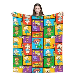 Rugrats All Characters Collage Print Flannel Blanket, Soft Plush Throw, Warm Nap Bedroom Couch Blanket, Decorative Room Home Blanket, Giftable Blanket for 90s Kids Fans