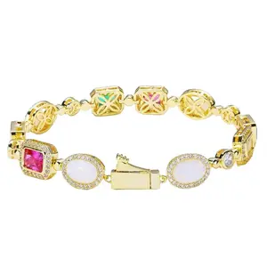 Loveden Oval Opal Bracelet Women Men Charm Jewelry Colored Gems Sparkling Bangles Bracelets Girls Birthday Gift