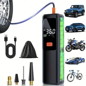 150psi High Power Cordless Portable Tire Inflator, Car Handheld Wireless Air Compressor, USB Rechargeable Battery, Fast Charging, Digital Display, LED Light