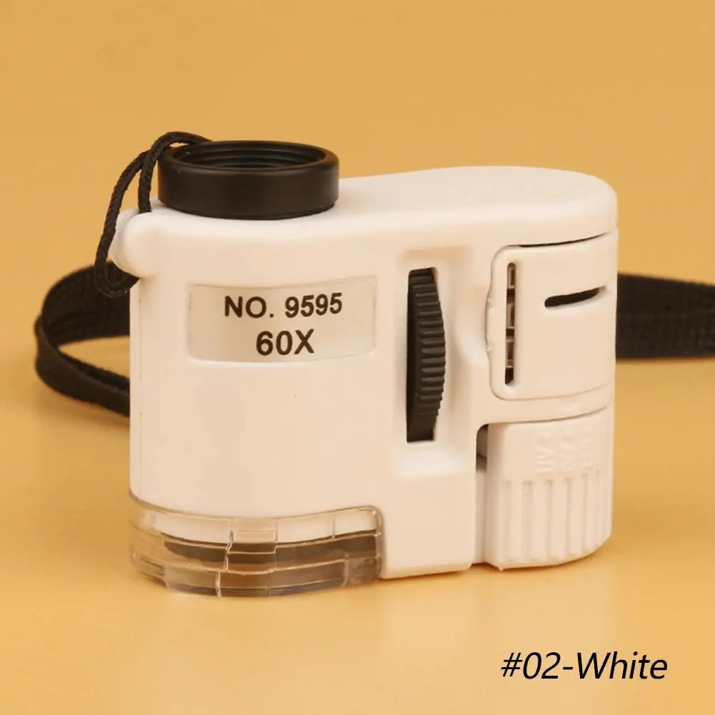 60X Handheld Magnifying Glass Mini Pocket Microscope Loupe Currency Detector Jeweler Magnifier With LED Light