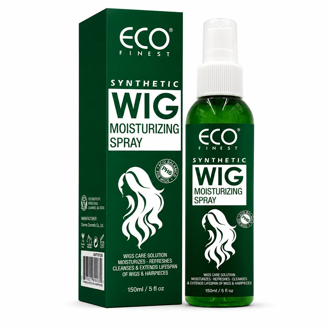 ECO FINEST Synthetic Wig Moisturizing Spray, 5 fl oz/150ml pH6 Leave-In Care Treatment, Refreshing Lightweight Daily Use for Hairpieces