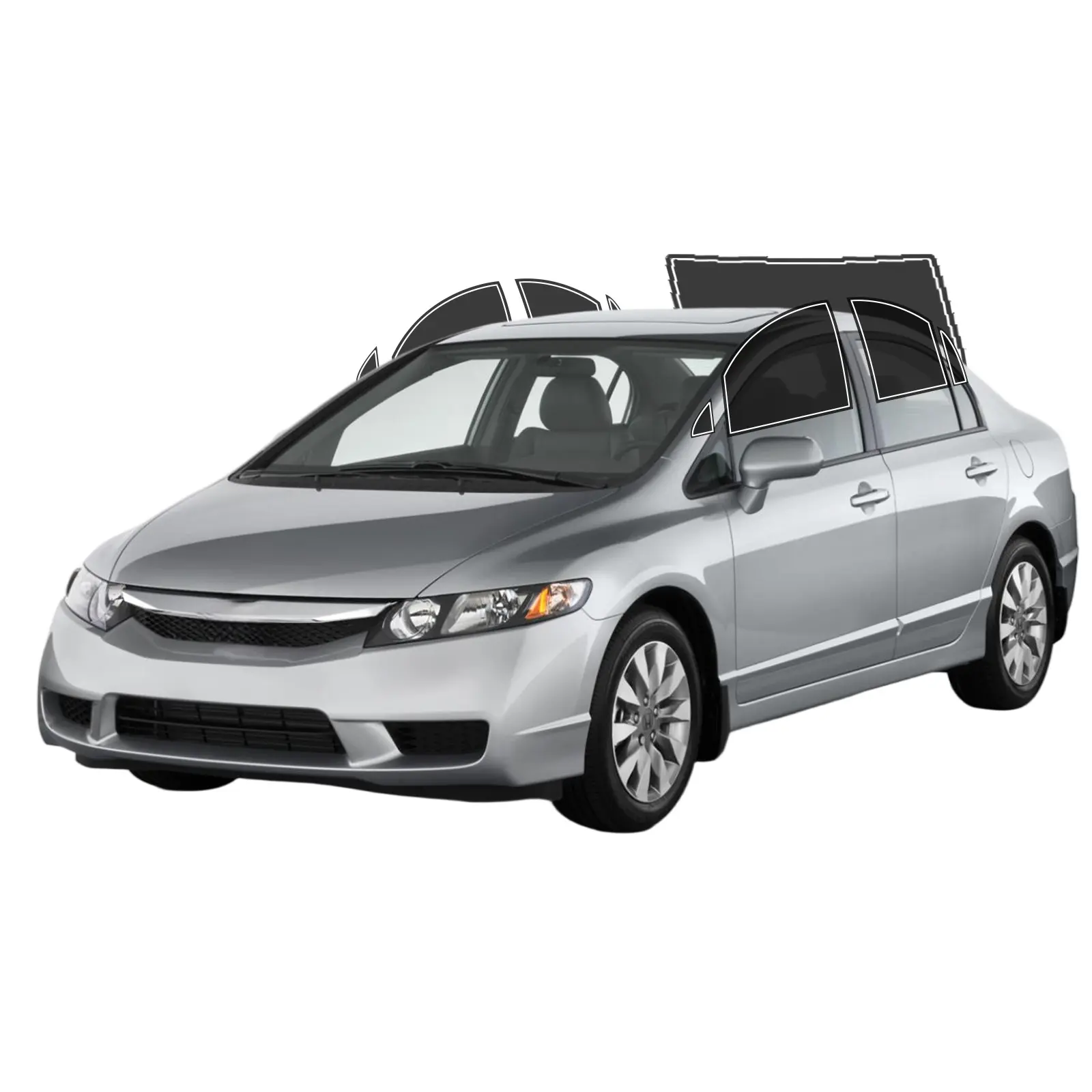 Precut Window Tint Film For Honda Civic Sedan 2006-2011 Window 2Ply Anti-Shatter, UV Block, Privacy Protection, Easy Install, No Trimming Needed,Heat & Glare Reduction, Car Sun Protection, Anti Light Window Films & Solar Protection