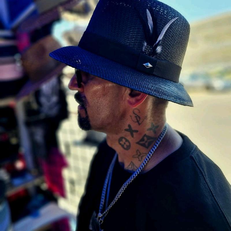 Lowriding Chicano Black OG Lowrider Derby Hat with Handmade Flex Fit & Feather Accent for Special Occasions Comfortable Versatile Accessory