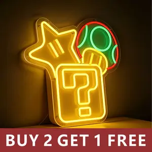 【Buy 2 Get 1 Free】mario Game Neon Sign, Dimmable LED Neon Light, Gamer RoomWall Decor, Playroom Bar Man Cave, Cool Gifts for BoysTeens Men lamp