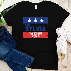 Sylvia - Vote For President 2024 Style Name Tag Design T-Shirt