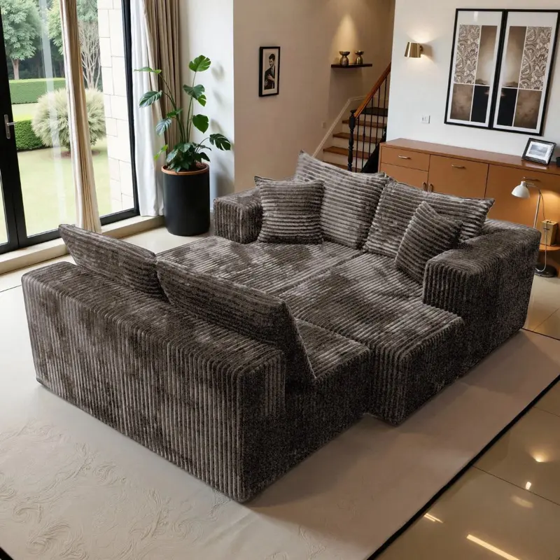 U-Shape Modular Sectional corduroy Couch suitable for living room furniture