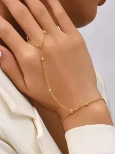 Dainty Bracelets for Women Trendy, Stackable Bracelet, Sterling Silver Plated Brass Link Chain Charm Bracelet Set for Women Stack Gold Plated Brass Link Bracelets Jewelry Gift for Women