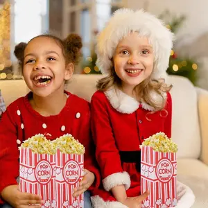 10/50Pcs Popcorn Bags Packaging Bucket Snack Treats Container Wedding Birthday Party Movie Night Supplies Carnival Food Bag Box