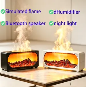 Fireplace flame Bluetooth speaker, air diffusion humidifier, 7-color night light, multifunction Bluetooth speaker, automatic shut-off when water is out, 450ML large capacity water tank, holiday gift