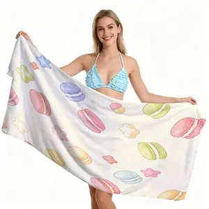 Macaron Colorful Polka Dot Beach Towel, Microfiber Quick Dry Absorbent Sand Free, Ideal for Summer Beach Pool Vacation