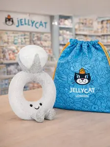 Jellycat Amuseables Diamond Ring Plush – Cute Soft Engagement Ring Stuffed Toy with Official Gift Bag, Romantic Valentine’s Gift, Bridal Shower & Birthday Surprise