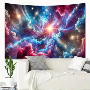 Tapestry  1pc Starry Sky Galaxy Tapestry - Vibrant Polyester Wall Hanging with Cosmic Nebula Design, Perfect for Living Room Decor, Photography Backdrop, and Outdoor Celebrations, Durable and Reusable, Wall Decoratio