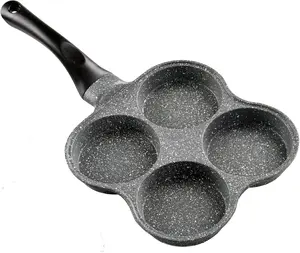 4-Cup Nonstick Easy Clean Egg Frying Pan, 4-Cup Egg Cooker Omelet Pan For Breakfast Swedish Pancake Plett Crepe, Compatible with Gas Stove and Other Stoves Cookware