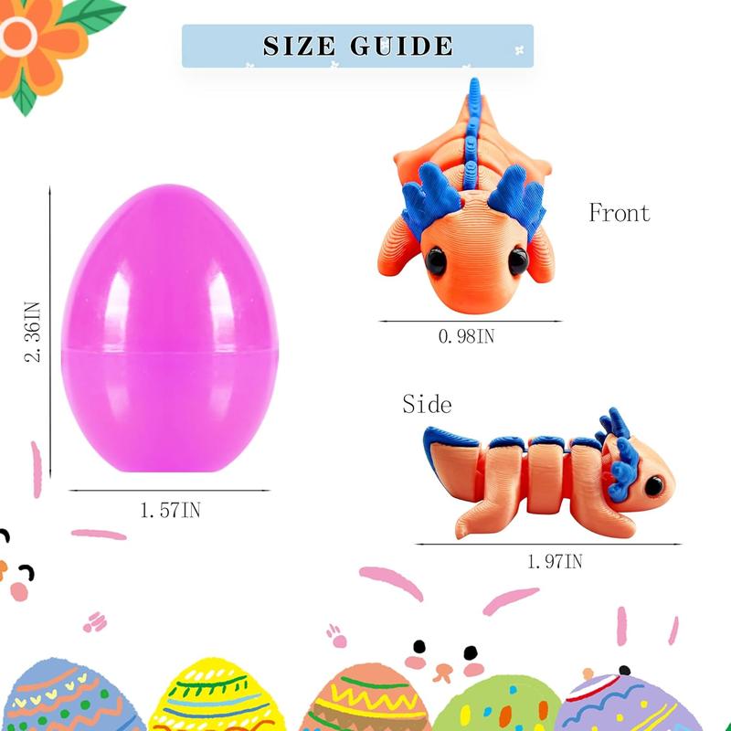 12 Pack Axolotl Easter Eggs – Prefilled Easter Eggs with Mini 3D Fidget Animal Toys, Easter Basket Essentials