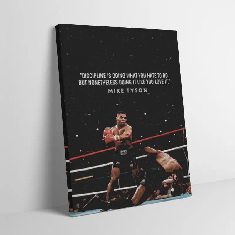 Mike Tyson Boxing Quote Canvas Decorative Wall Art, "Discipline is Doing What You Hate" Art Print, Motivational Gym Poster, Boxing Legend Decor for Home Gym & Office Decoration Items