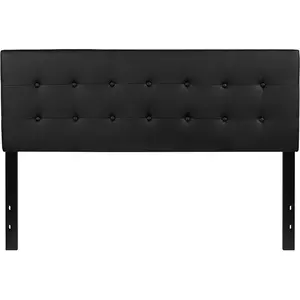 212 MAIN Lennox Modern Tufted Upholstered Queen-Size Headboard, Black Vinyl, Indoor-Use Tufted Headboards, Modern Tufted Headboards