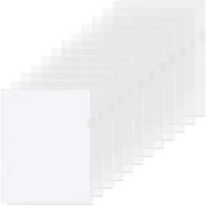 Clear Folders Sleeves Plastic Documents Project Pockets 12 Pack, Fits Letter Size 8.5x11 Paper, L-Shaped File Jackets, Acid-Free Poly Plastic, Transparent
