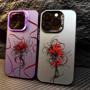 Fashion Red SPIDER LILY PC Hard Phone Case for iPhone 17 Air 16 15 11 12 14 13 Pro Max Shockproof Cover