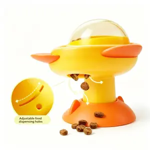 Pet Spinning Leaky Food Toy, Rocket-Shaped Interactive Treat Dispenser for Cats & Dogs, Boredom Relief IQ Training Puzzle Feeder, Slow Feeder for Indoor Pets treat dispenser toy