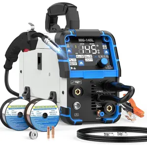 MIG Welder 145A, 110V/220V Dual  4 in 1 Gas/Gasless Flux Core MIG Welder/Lift TIG/Stick Welding Machine, Wire Feed Welder with Synergic Control
