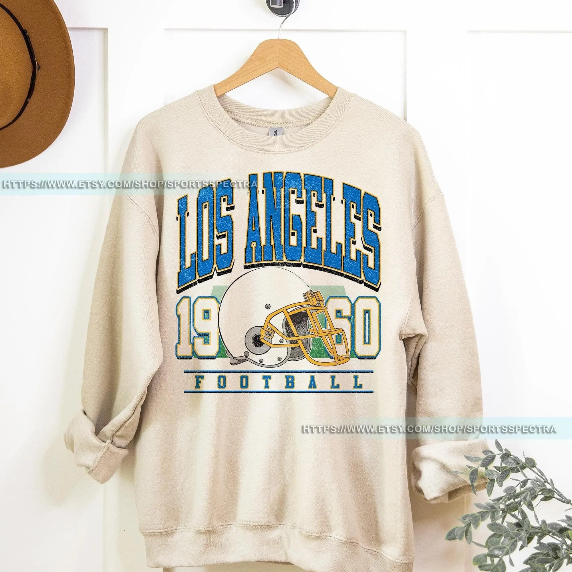[Sale Up To 50%] Los Angeles Football Vintage Sweatshirt, Los Angeles Football Crewneck, Los Angeles Football Sweatshirt Fan Gift