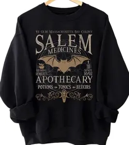 Salem Apothecary Sweatshirt, Witchy Gothic Graphic Crewneck, Dark Academia Aesthetic, Salem Witches Sweater, Halloween Spooky Season Shirt