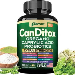 PARROX CanDitox Supplement - Organic Candida Cleanse with Oregano, Caprylic Acid, Probiotics & Extra Strength Ingredients - Gut & Colon Support - 60 Capsules - Made in USA
