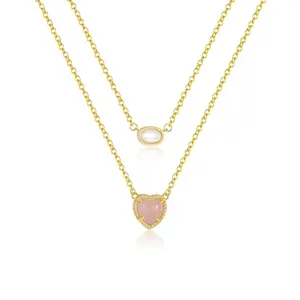 S925 pure silver pink jade heart-shaped necklace - women's accessory - non-allergenic - the best daily accessory