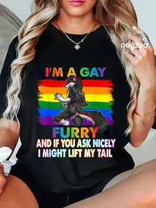 100% Cotton Unisex I'm A Gay Furry Rainbow Fox Wolf Fursona Fandom Pride Month T-Shirt