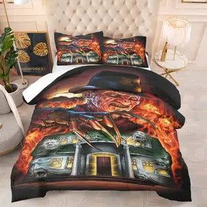 Dark Horror Style Comforter Set-with Silk-Cotton Filling, Dark Horror Theme Element Printed Bedding Set, Includes 1/2 Pillowcases - without Core,Eerie and Thrilling, Soft and Comfortable,Perfect for Horror IP Fans' Bedding Decor, Decorative Bedding Set