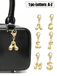 Cute Bubble Letter Necklace Pendant, Lucky Alphabet A-Z, Shiny Alloy Bag Backpack Charm, Charms for Bags, Alphabet Keychain, Perfect Gift for Women and Girls