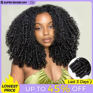 OQ HAIR Burmese Curly Half Wig Full 280% Density 3 In 1 Wear Go Glueless Half Wig Human Hair V Part Wig with Drawstring Spiral End Beginners Friendly #DealsForYouDays