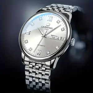 Carnival Men's Mechanical Watch Automatic Winding Waterproof Men's Watch Holiday Gift