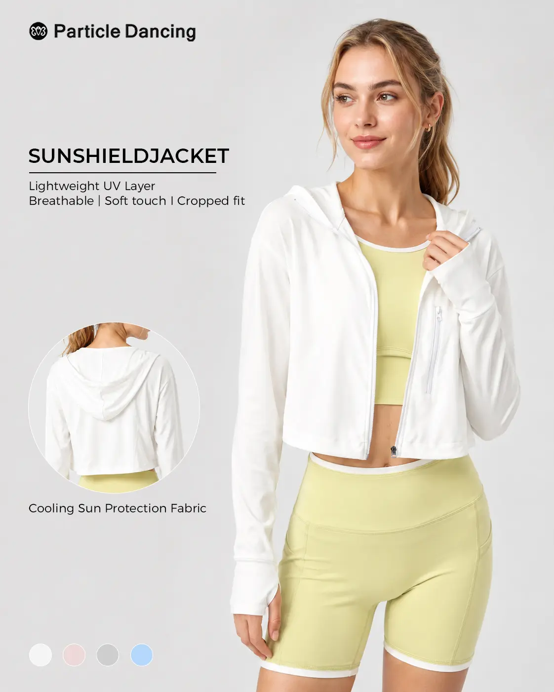 Women’s Cropped Zip Up Workout Jacket, Lightweight Hooded Activewear Top with Thumb Holes, Clean Girl Pilates Layer for Studio-to-Street, Gym-to-Coffee & Everyday Wear