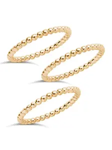 14K Gold Plated Sterling Silver Beaded Ring Set of 3