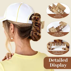 2/4PCS Retro Minimalist Elegant Hair Accessories,Universal Large Size leopard print  Hairpin Claw Clips,Suitable for women to fix hair on top of heads,A high grip hair clip that is convenient for movement and prevents hair from falling apart.