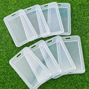 10 Pack Clear Plastic Card Protectors, Vertical ID Badge Holders, ID Holders for Badges, Card Sleeves for Work, School, and Travel, Durable and Transparent Design